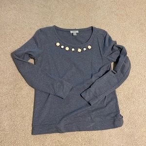Blue/grey loft sweater w beading detail